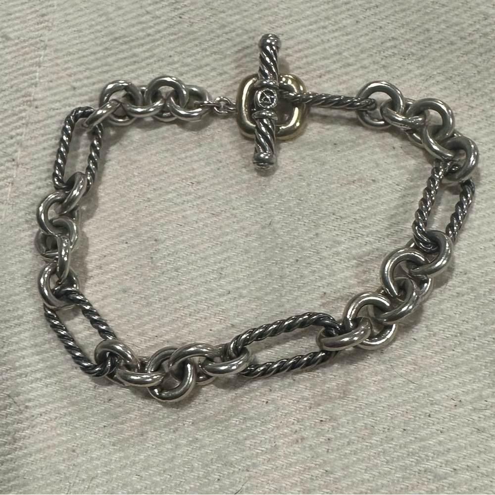 ⭐️David Yurman DY Silver and Gold Figaro Chain Bracelet⭐️